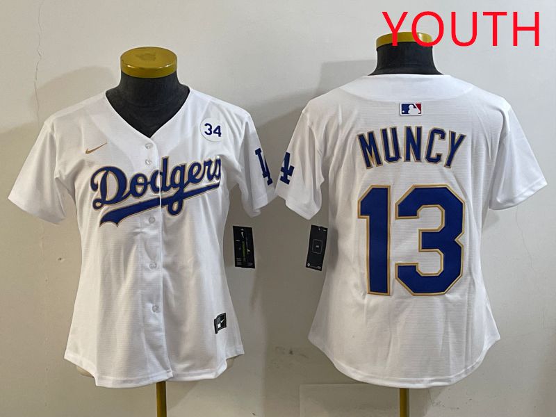 Youth Los Angeles Dodgers 13 Muncy White Gold Game 2025 Nike MLB Jersey style 7